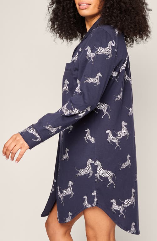 Shop Petite Plume Zebre De Nui Pima Cotton Nightgown In Navy