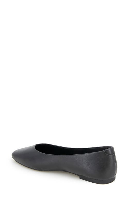 Kenneth Cole Johanna Square Toe Flat In Black Leather