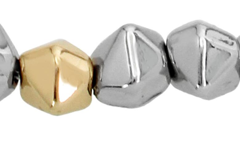 Shop Allsaints Two-tone Geometric Beaded Bracelet In Gold/ Rhodium