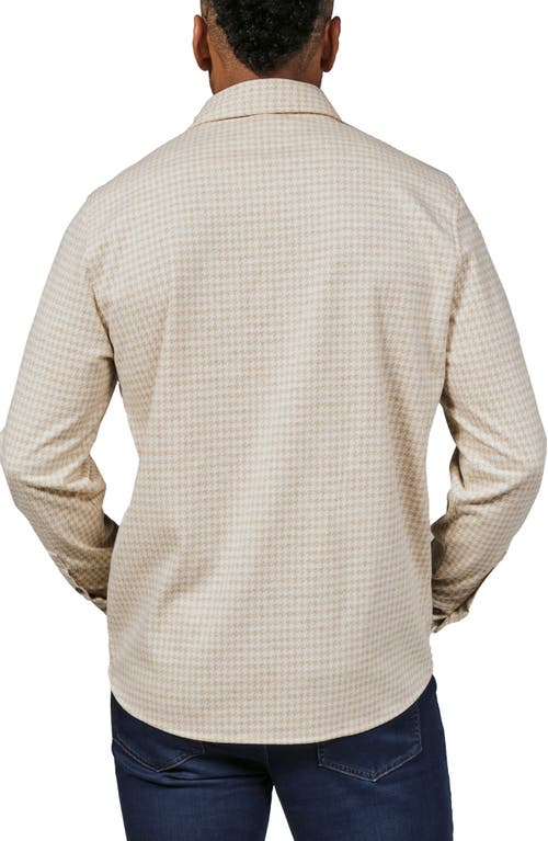 7 Diamonds Generation Houndstooth Knit Button-up Shirt In Tan