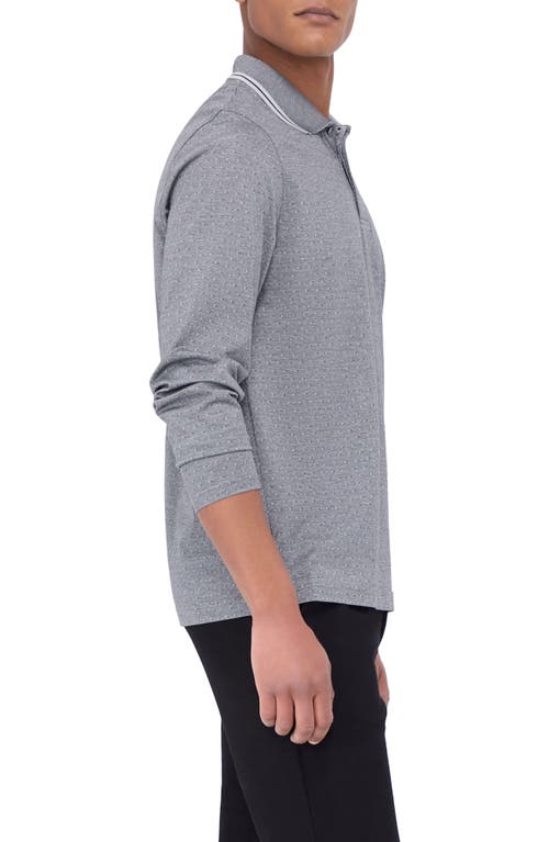 Bugatchi Jacquard Long Sleeve Polo In Platinum
