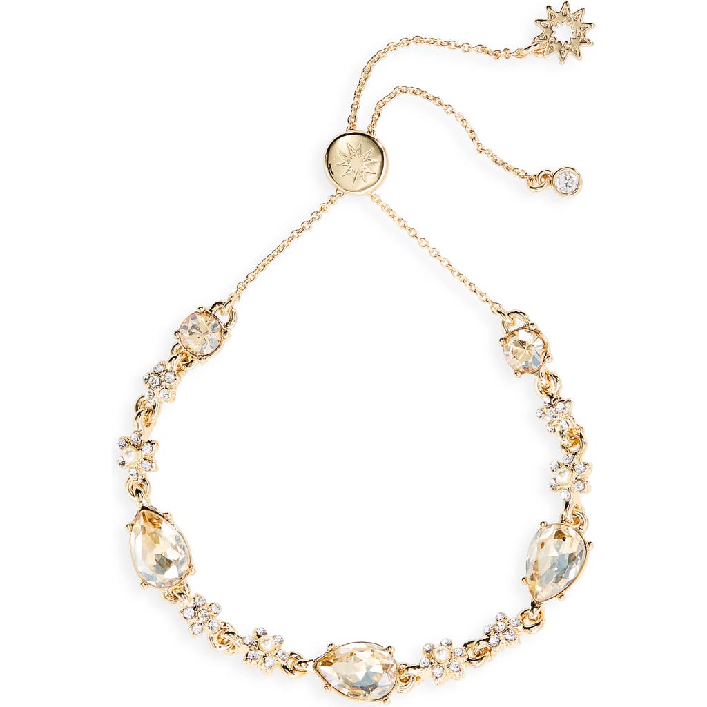 Marchesa Pear Crystal & Imitation Pearl Slider Bracelet In Gold