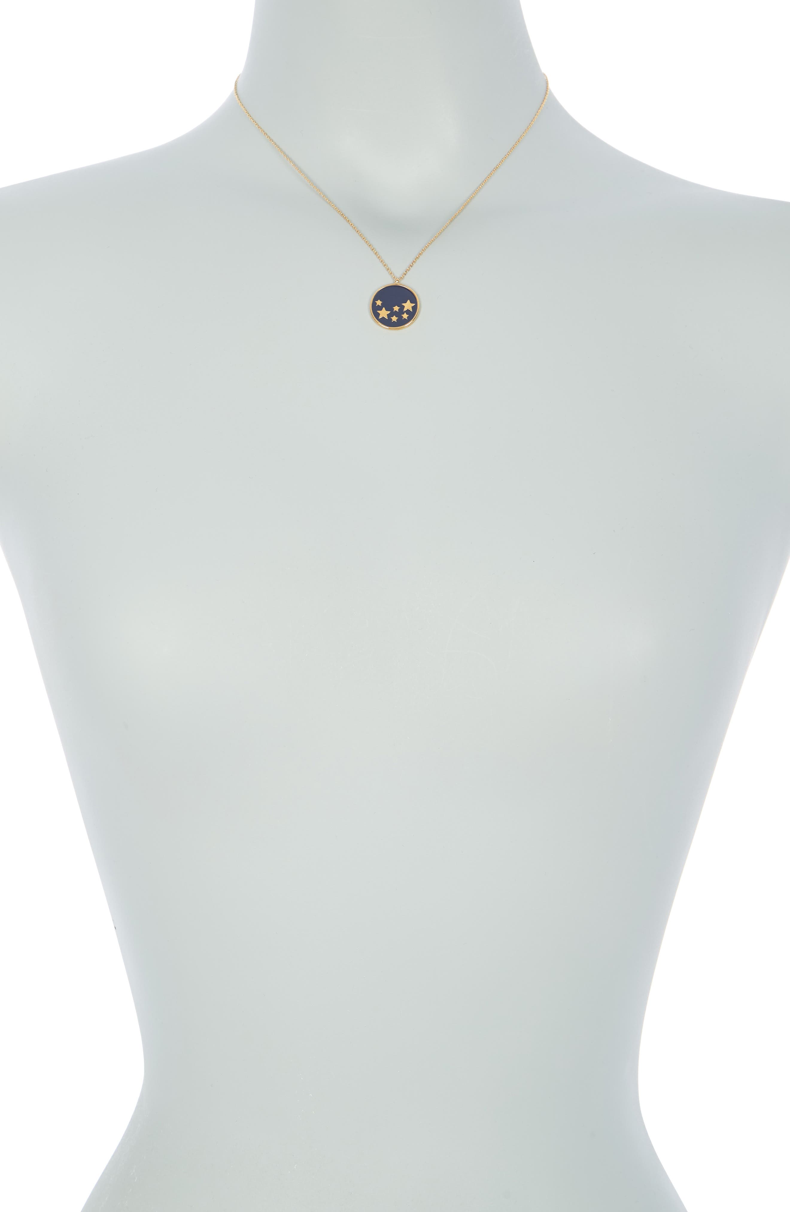 Estella Bartlett Navy Enamel And Starburst Disc Necklace In Gold Plated