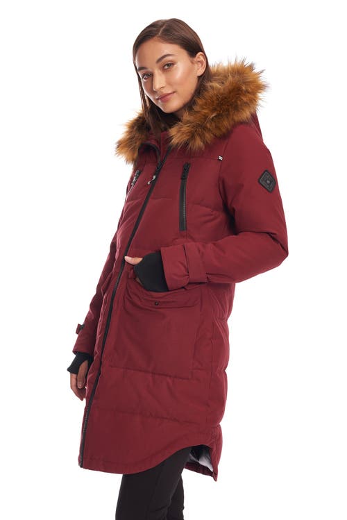 Alpine North Ukon Women's Vegan Down (recycled) Drawstring Parka In Oxblood