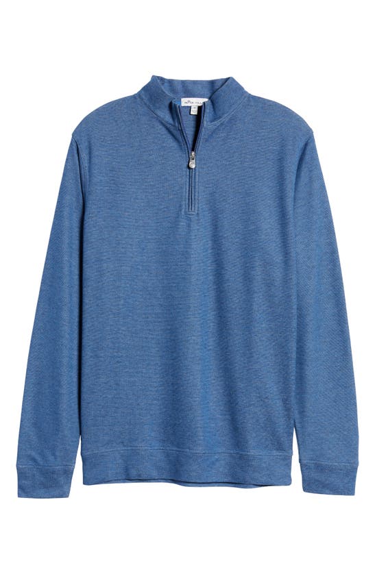 Peter Millar Crown Comfort Interlock Stripe Cotton Blend Quarter Zip Pullover In Nordic Blue