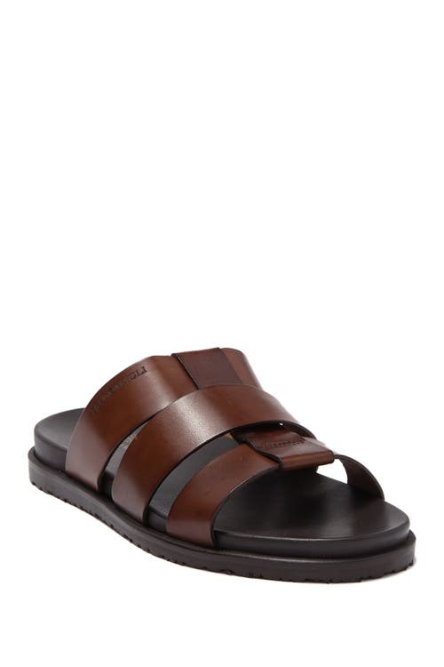 Empoli Slide Sandal in Brown Leather