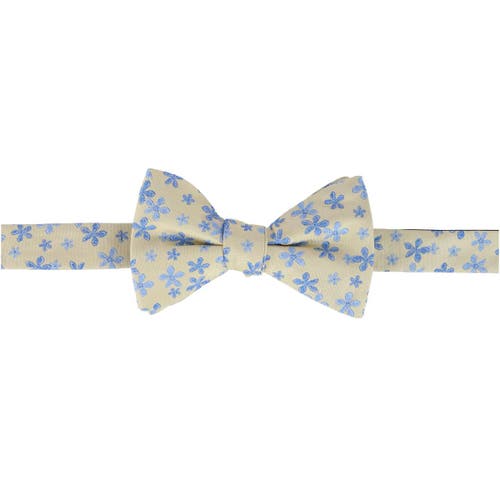 Trafalgar Weldon Floral Silk Novelty Bow Tie In Yellow And Light Blue