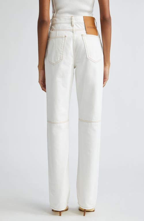 Shop Jacquemus Le De-nîmes Droit High Waist Straight Leg Jeans In Off-white/tabac