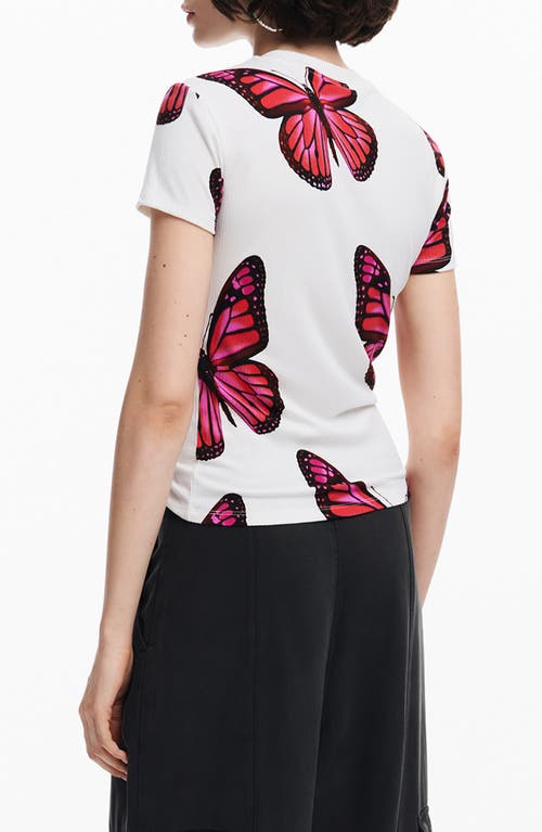 Shop Desigual Croise Rib Stretch T-shirt In White