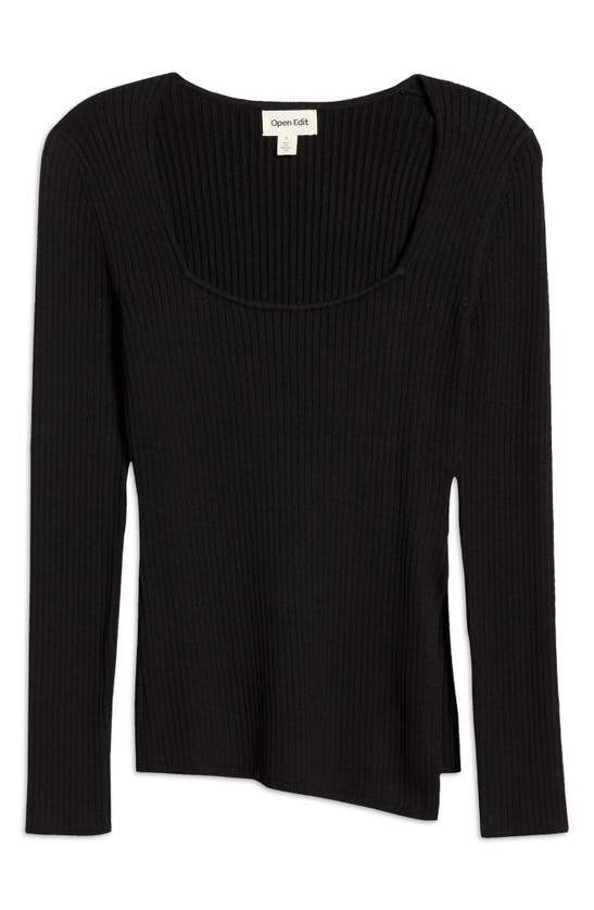 Shop Open Edit Rib Scoop Neck Sweater In Black