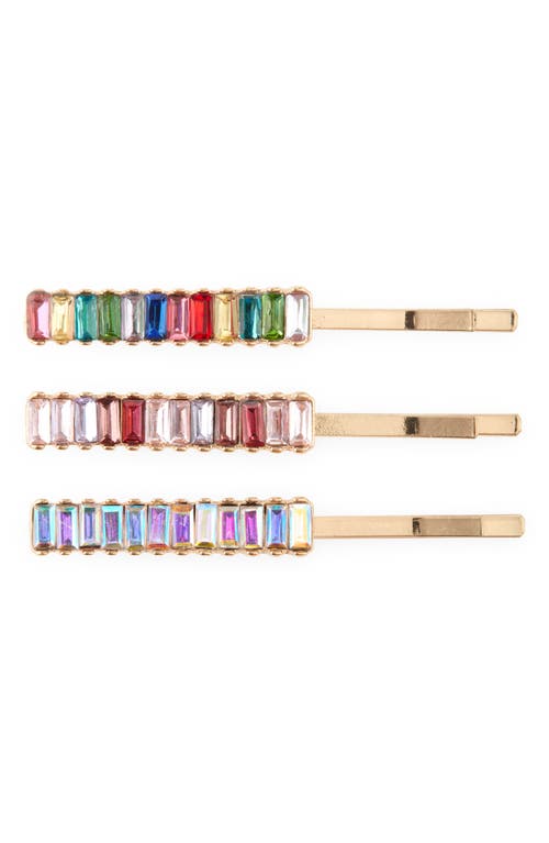 Bijou 3-Pack Crystal Barrettes in Red Multi