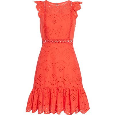 Sam Edelman Eyelet A-Line Dress, Coral