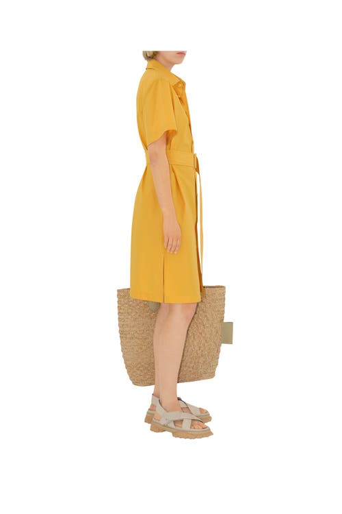 Shop Burberry Cotton Blend Shirt Dress In Sunflower