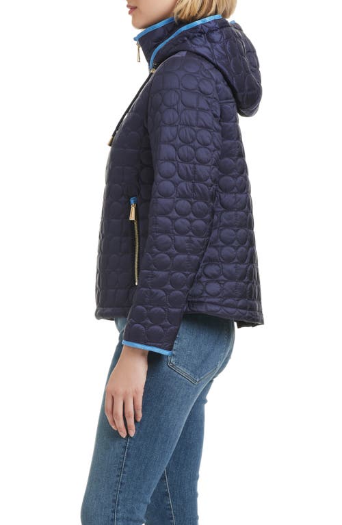Shop Kate Spade New York Water Resistant Hooded Quilted Jacket In Midnight Navy
