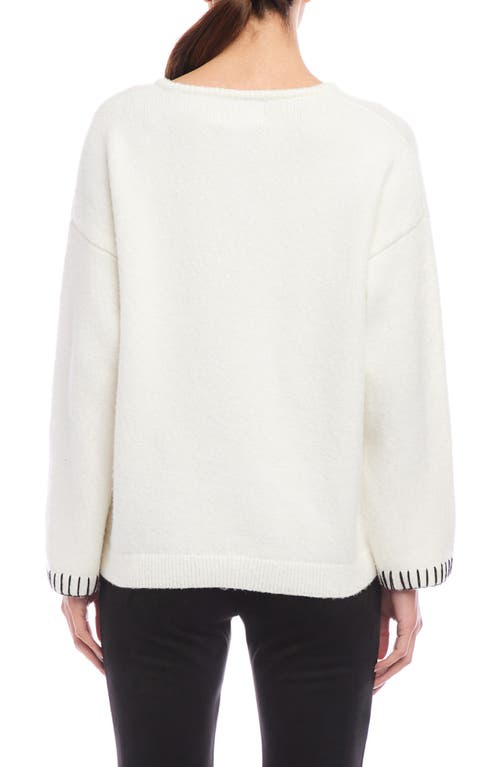 Shop Fifteen Twenty Blanket Stitch V-neck Sweater In Cream