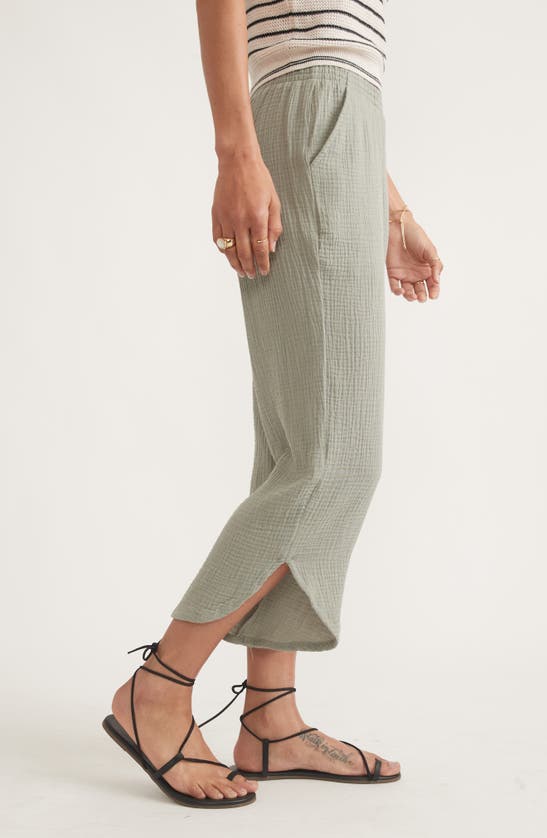 Shop Marine Layer Corinne Wide Leg Double Cloth Cotton Pants In Shadow