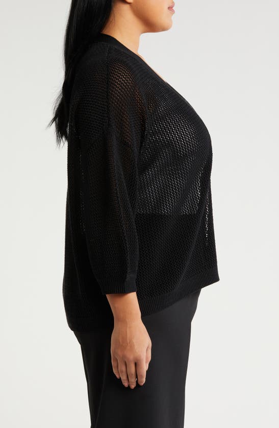 Shop Nordstrom Open Stitch Open Front Cotton Cardigan In Black