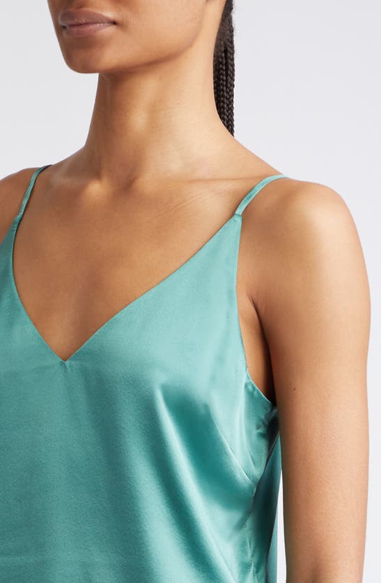 Shop L Agence Gabriella V-neck Silk Camisole In Green Jasper