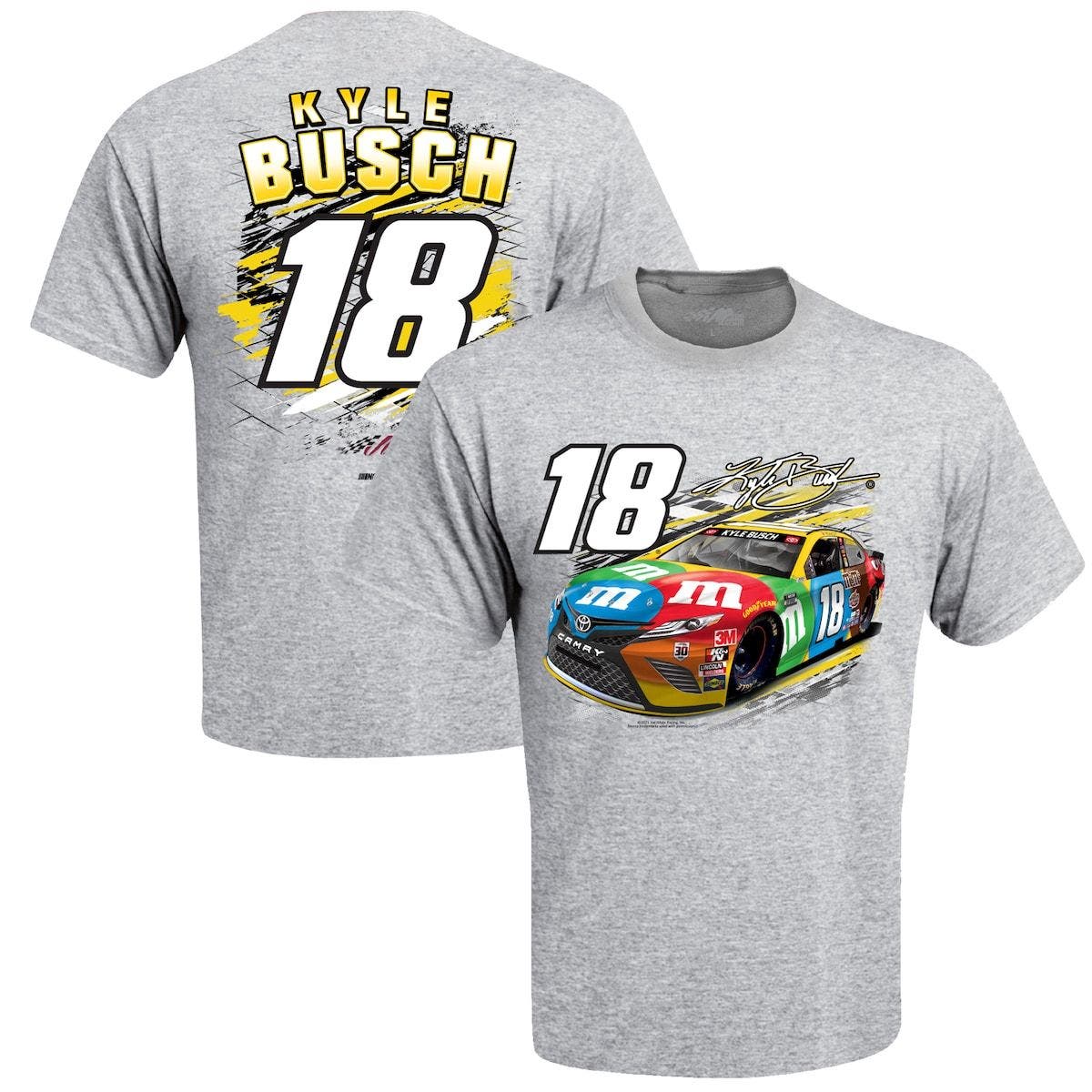 JOE GIBBS RACING TEAM COLLECTION Men's Joe Gibbs Racing Team Collection Gray Kyle Busch Fuel T-Shirt