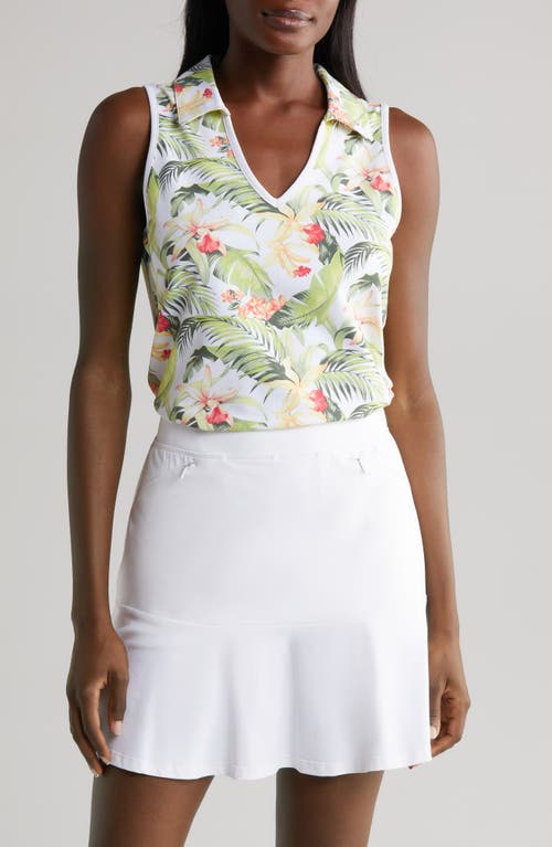 Tommy Bahama Aubrey Floral IslandZone Sleeveless V-Neck Polo White at Nordstrom,