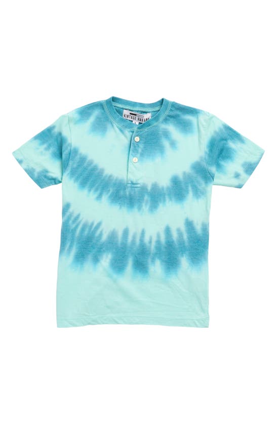 Vintage Havana Kids' Tie Dye Henley T-shirt In Baltic Blue