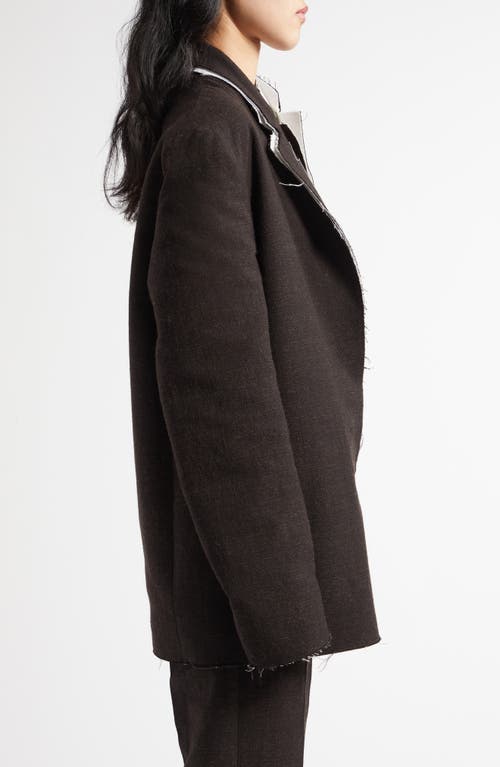 The Row Lysandre Layered Frayed-trim Jacket In Dark Brown Melange