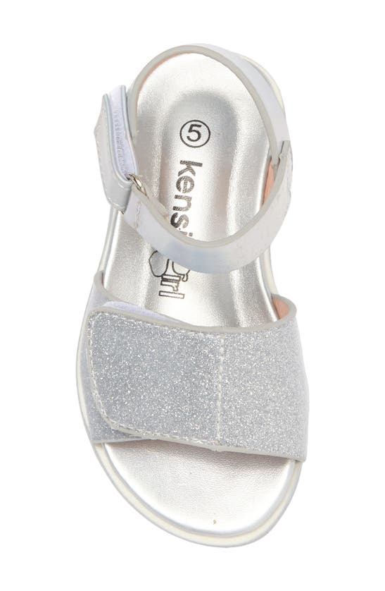 Shop Kensie Kids' Holographic Glitter Sandal In Silver Multi
