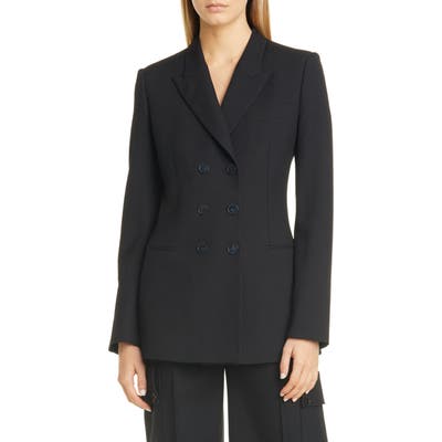 Stella Mccartney Double Breasted Wool Twill Blazer, 6 IT - Black