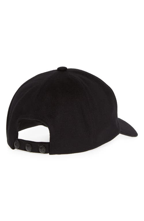 Shop Balmain Logo Appliqué Cotton Twill Baseball Cap In Black/crystal