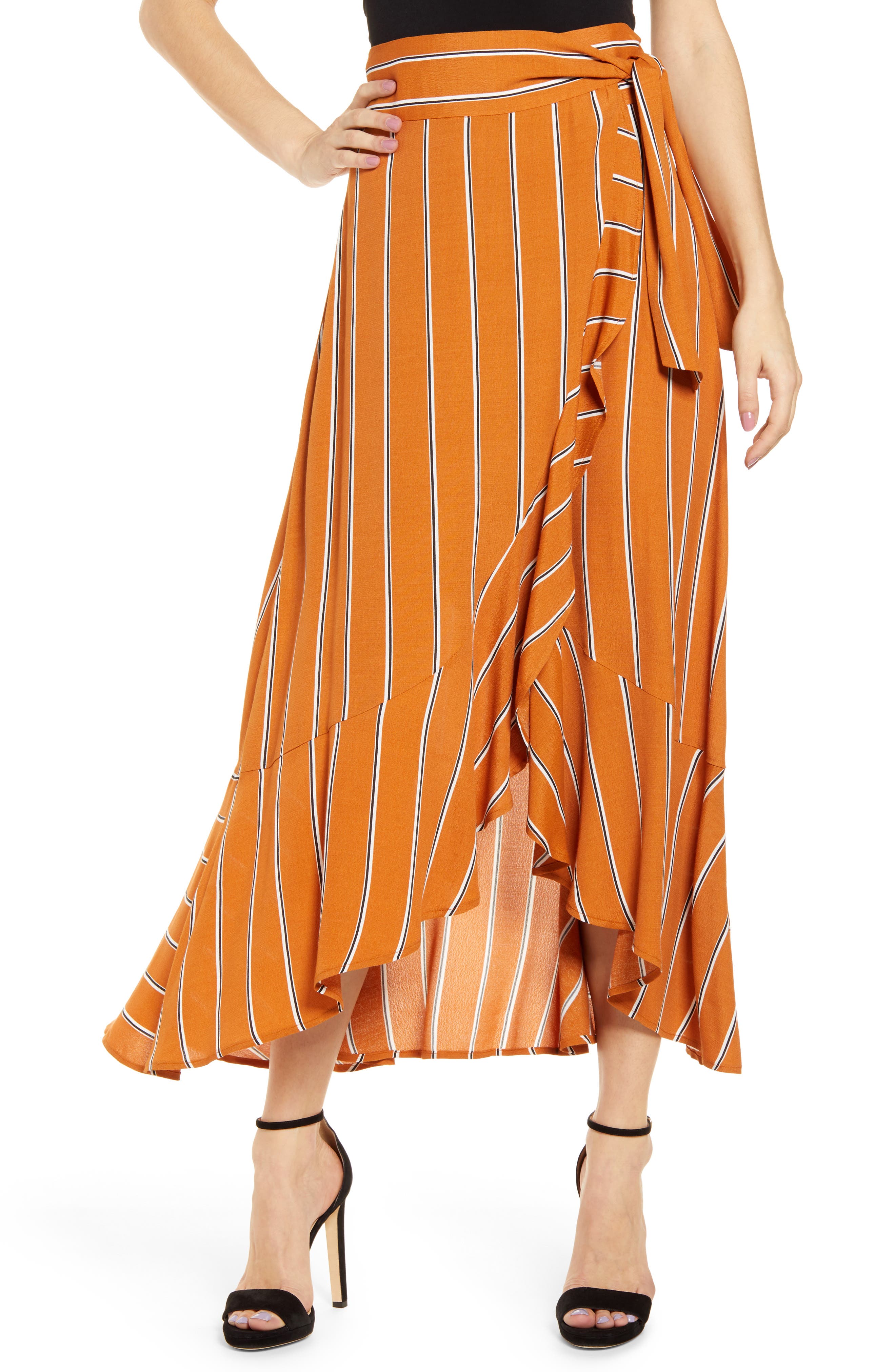Leith Flowy Wrap Skirt, Brown