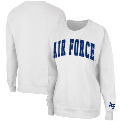 Women's Colosseum White Air Force Falcons Campanile Pullover Sweatshirt