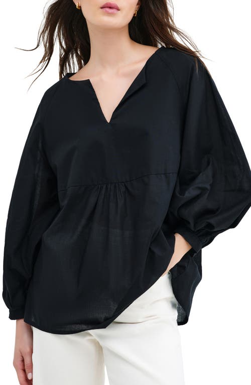 Shop Marcella Kissena Cotton Popover Top In Black