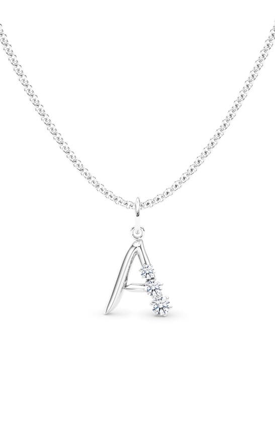 Hautecarat Graduated Lab-created Diamond Initial Letter Pendant Necklace In A - 18k White Gold