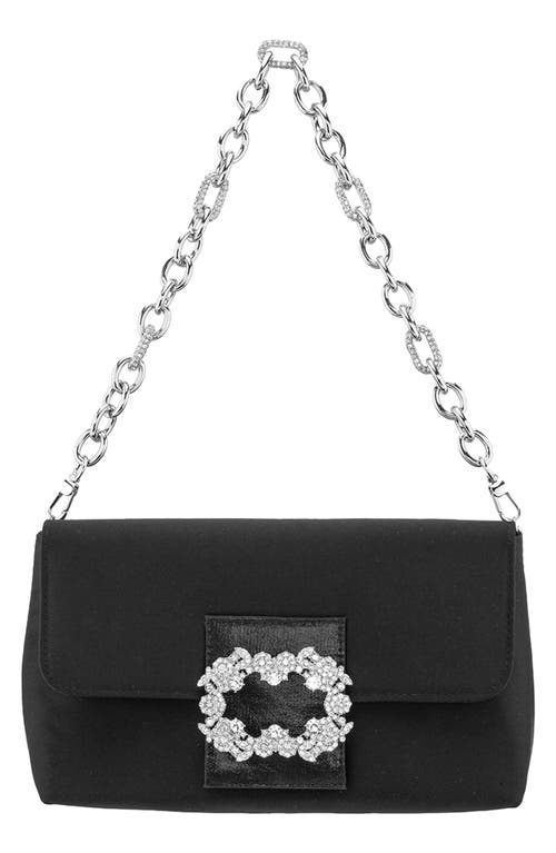 Nina Satin Baguette Shoulder Bag in Black