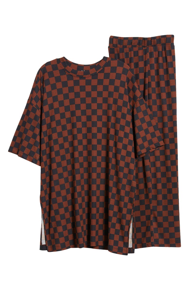 Dressed in Lala Lex Ribbed Oversize TShirt & High Waist Crop Pants Set Nordstrom