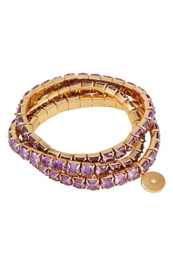 Vince Camuto Crystal Set Of 3 Stretch Bracelets In Gold/amethyst