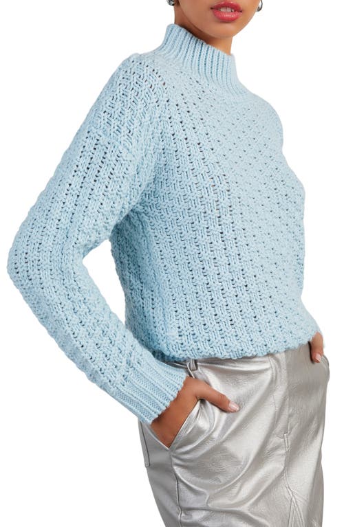 Shop Vici Collection Kerri Basket Weave Mock Neck Sweater In Light Blue