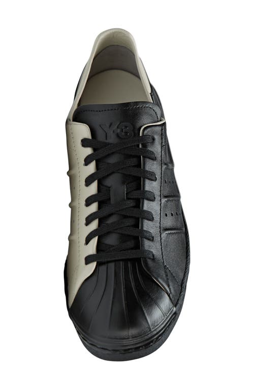 Y-3 Black & Off-white Superstar Sneakers In Black/black/aluminum