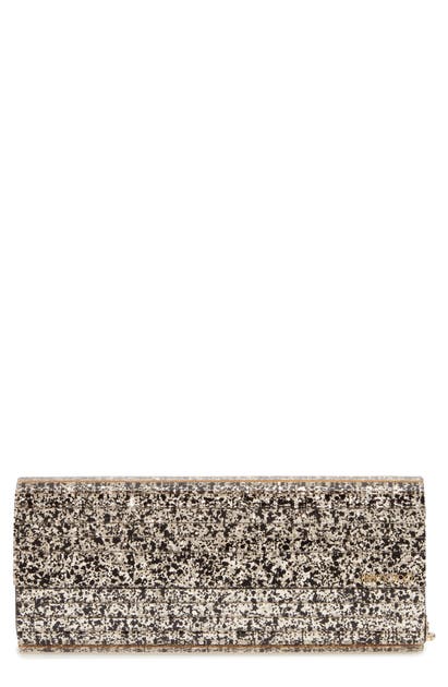 Click to view more detailed imagery on our partner's website Jimmy Choo Sweetie Glitter Acrylic Clutch In Gold Mix