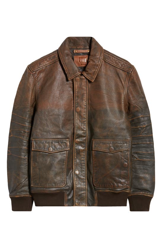 Shop Frye Distressed Water Repellent Leather Aviator Jacket In Brown Beige
