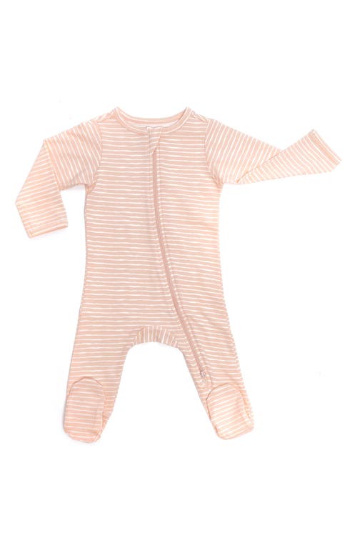 Norani Stripe Organic Cotton Footie Pink at Nordstrom,