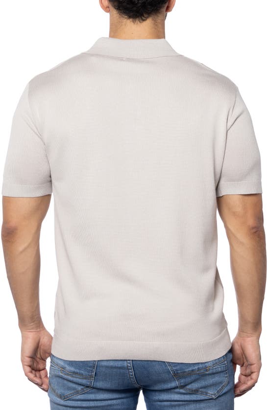 Spring + Mercer Textured Short Sleeve Button-up Sweater In Oatmeal