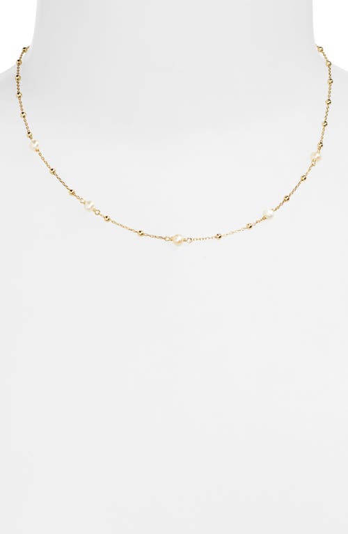 Argento Vivo Sterling Silver Freshwater Pearl Ball Chain Necklace In Gold