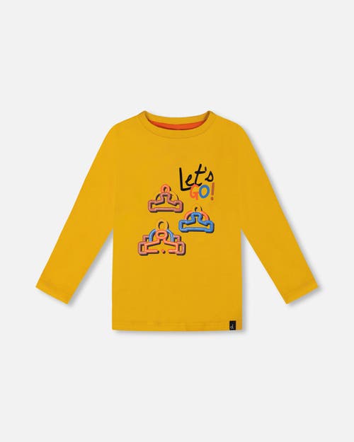 Shop Deux Par Deux Baby Boy's T-shirt With Print Mustard Yellow In Mineral Yellow