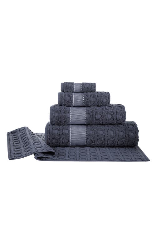 Shop Brooks Brothers Circle In Square 2-pack Turkish Cotton Hand Towels In Anthracite