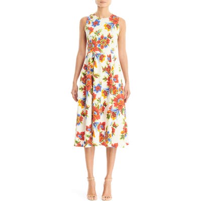 Carolina Herrera Sleeveless A-Line Midi Dress, White