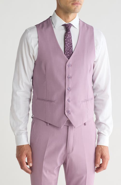 Gino Vitale Skinny Fit Solid Stretch Three Piece Suit In Lilac