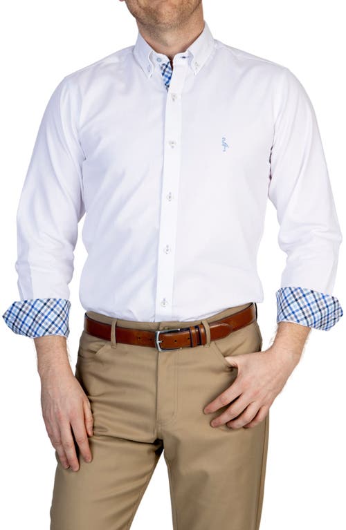 Solid Stretch Button-Down Shirt in White