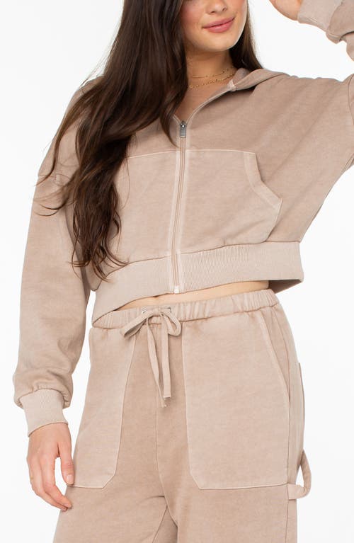 Shop Roxy Sahara Vibes Crop Hoodie In Warm Taupe