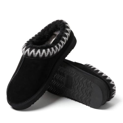 Shop Dearfoams Fireside Greta Genuine Shearling Clog Slipper With Taping In Black